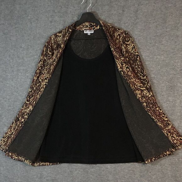 JM COLLECTION Jacket Womens L Metallic Shimmer Knit Twinset Textured Leopard - Picture 2 of 10